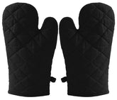 Kuber Industries Heat Resistant Cotton Kitchen Oven Mitt Microwave Glove Set, Non-Slip Grip and Hanging Loop for Kitchen, Cooking, Baking, Set of 2 (Black), (Model: HS_37_KUBMART020602)
